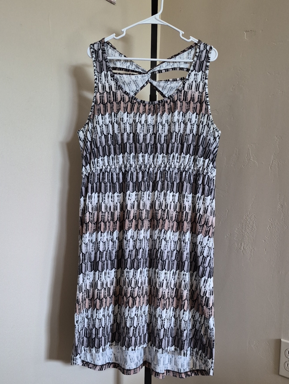 Sonoma Backless Striped Summer Dress in White, Gray, & Brown XL